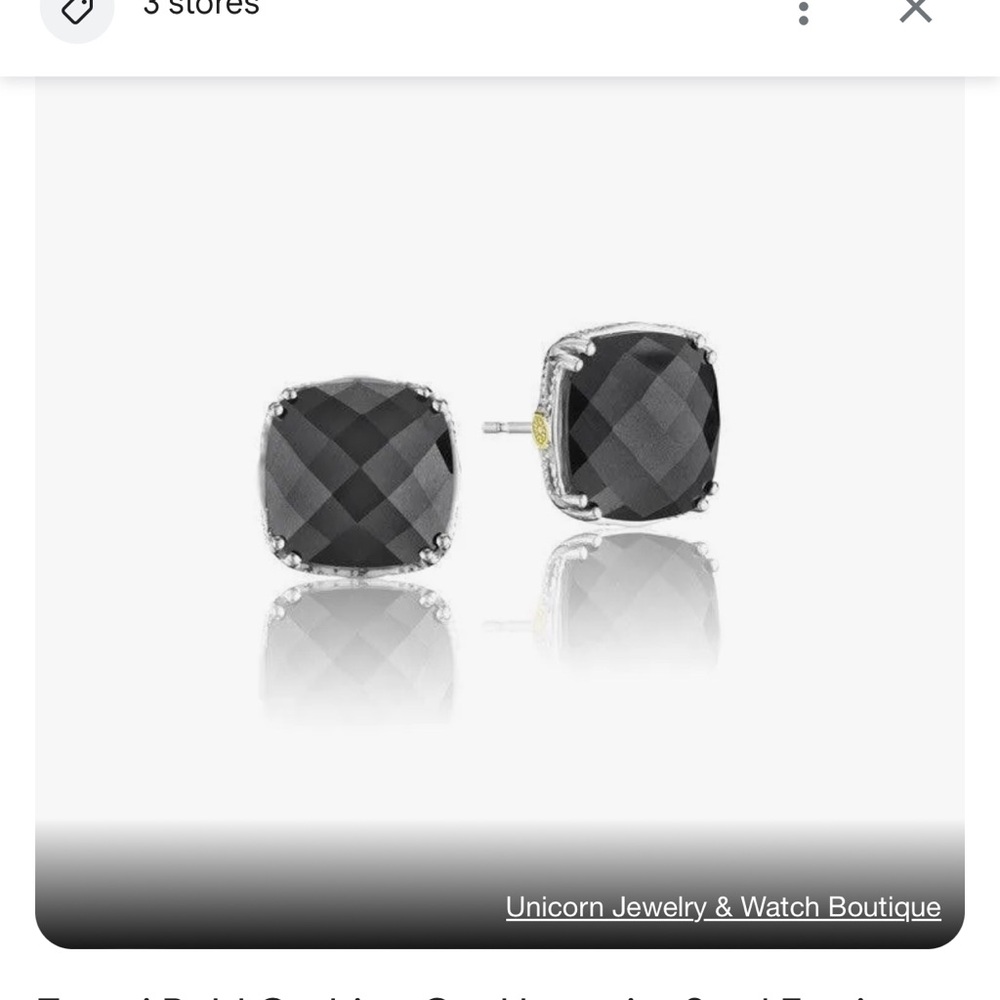 Tacori checkerboard hematite square studs for pierced ears. Sterling silver! - Picture 2 of 3